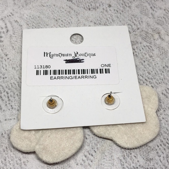 Nwt mainstream boutique animal paw print big statement earrings glass seed beads - Picture 3 of 4